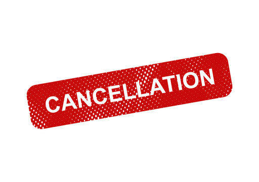 Red cancellation stamp or badge with bold text illustration