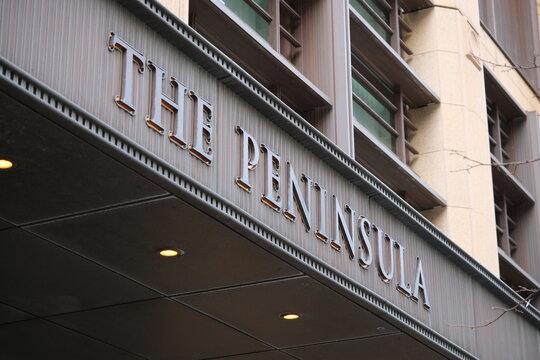 Tokyo, Japan-Jan.26th 2026: The Peninsula Hotel brand logo sign