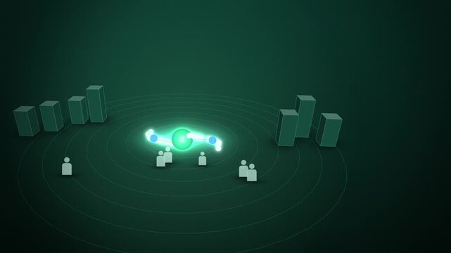 Green spiral galaxy built as a neural network evolving room scene