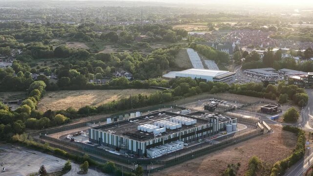 Aerial view of hyperscale data center in Bracknell United Kingdom
