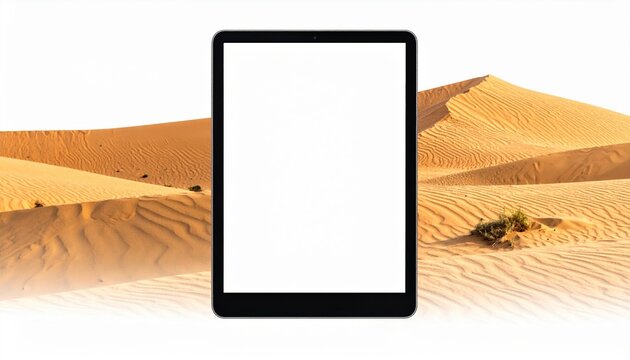 blank tablet screen with natural realistic texture, against pure white background