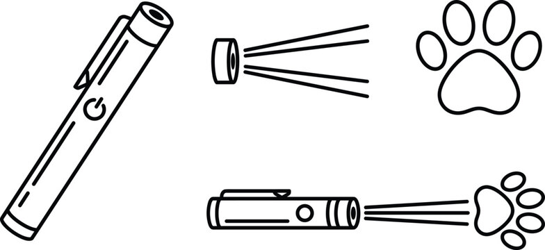 Laser pointer toy for pet line art vector set