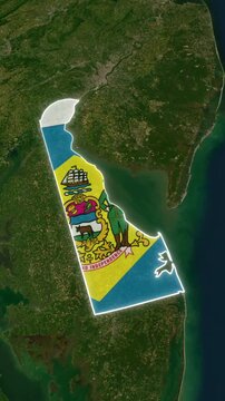 3D Map Animation of Delaware State Geography (Vertical Portrait)