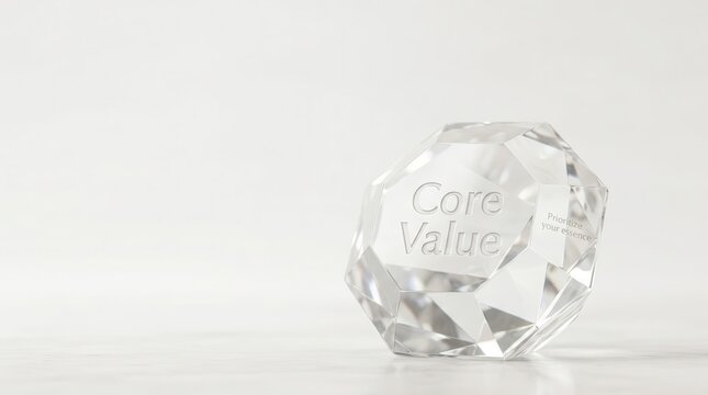 Clear crystal object with Core Value inscription
