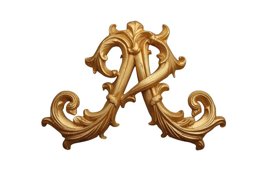Ornate gold letter monogram high detail illustration
