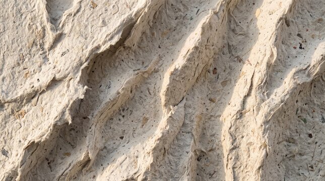 Macro texture of handmade recycled paper with organic fibers