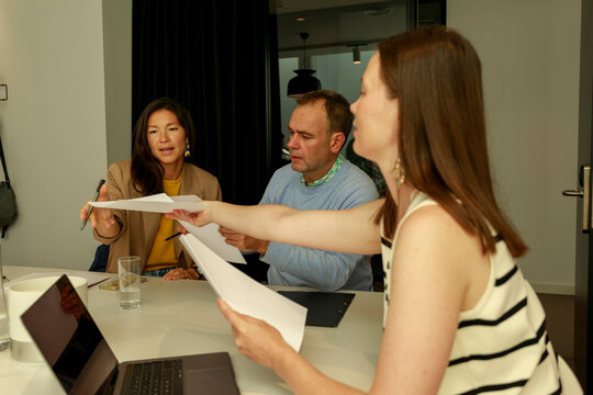 Couple discussing divorce papers
