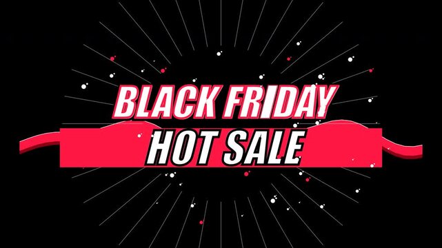 Black friday hot sale text animation on black background. 4k