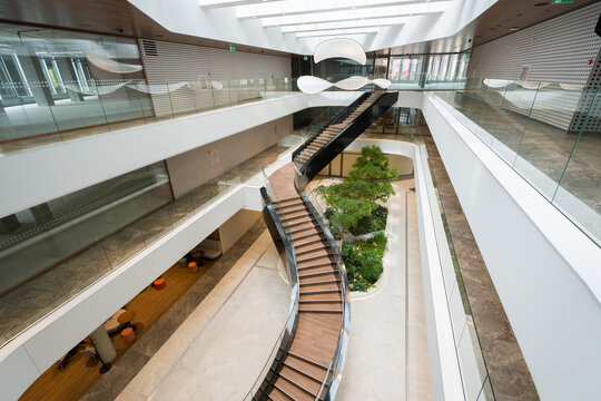 Modern Staircase in a Building With Open Spaces and Greenery