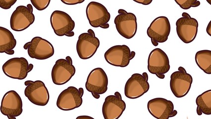Cute acorn pattern background on white background for autumn theme © Ahmad