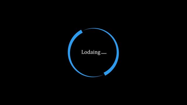 Minimal circular loading animation with white loading text on a black background. Modern digital interface concept suitable for website preloaded screens, application loading pages, user interface des