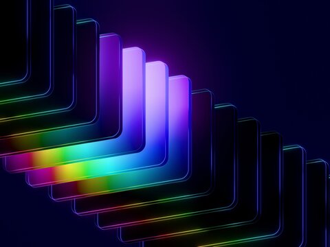 Colorful Display of Digital Devices Arranged in Layers