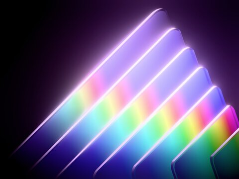 Colorful Lights Shine on Stacked Objects in a Dark Space