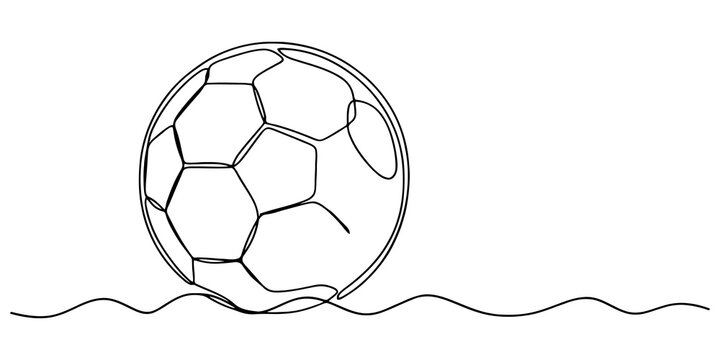 Soccer ball game equipment black continuous line drawing sports activity competitive play leisure concept illustration.