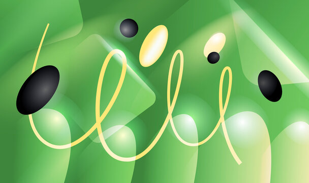 abstract green background with floating oval shapes and flowing lines