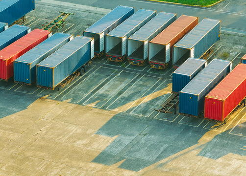 Empty Commercial Shipping Containers and Freight Transport
