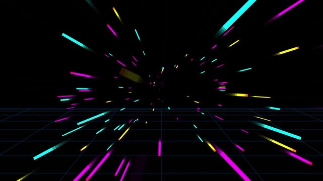 Abstract Neon Hyperspace Warp Speed Grid Loop Seamless Loop with #f...