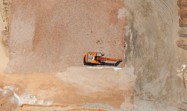 Excavator working on construction site