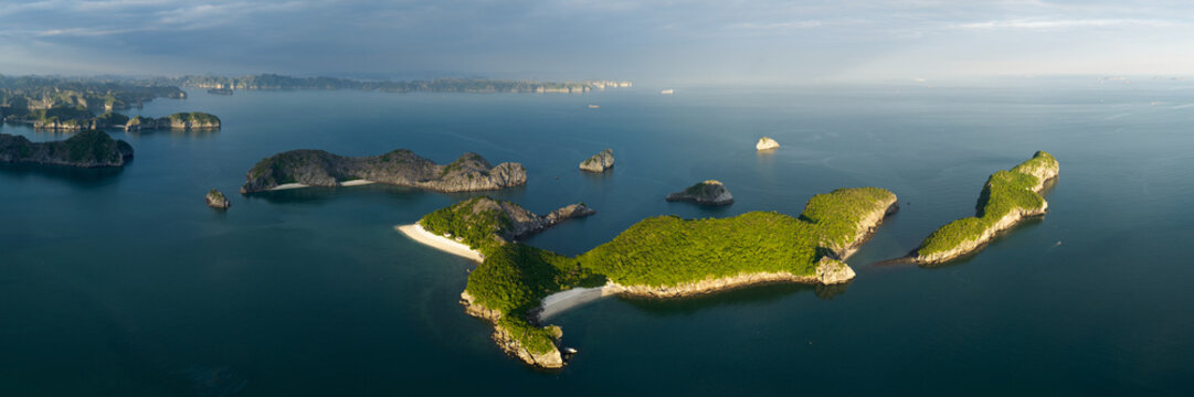 Lan Ha Bay Islands and Beaches Aerial Vietnam