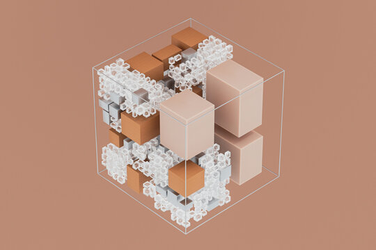Complex Cube Structure Inside a Transparent Glass Box