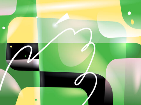 abstract green geometric background with soft transparent shapes