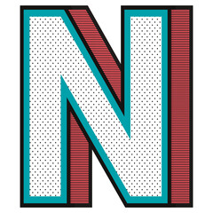 Letter N png 3d halftone effect typography © Rawpixel.com