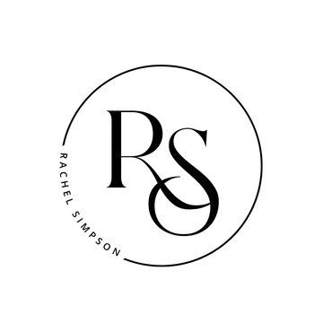 Elegant RS Monogram Logo with Minimalist Circular Line and Serif Typography
