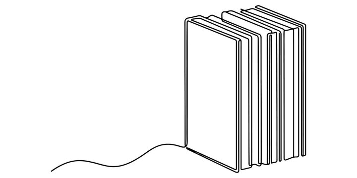Book set line drawing stack illustration for library archives academic research or bookstore promotional design concepts.
