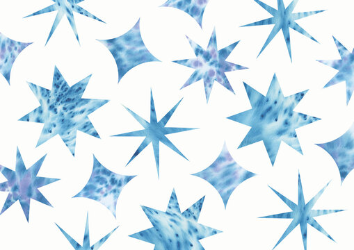Blue Watercolor Star Shapes