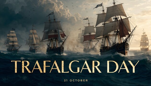 Fleet of wooden sailing ships navigating rough ocean waters