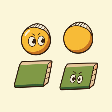 Cute Geometric Shape Characters with Expressive Eyes Design