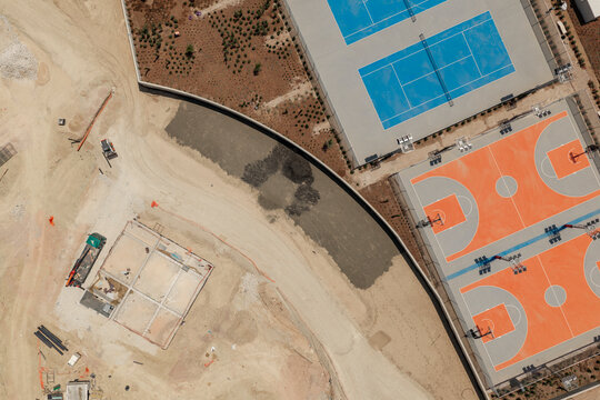 Urban development connecting sports and construction
