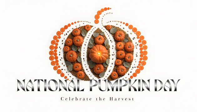 National pumpkin day banner with artistic gourd arrangement