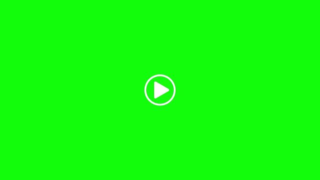 Play button icon centered within a soft white circle featuring a computer mouse cursor arrow for digital video, Mouse pointer click media player icon animated on transparent background.