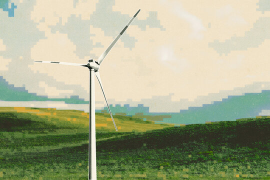 Wind Turbine Pixelated Landscape