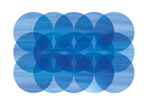 Layered Watercolor Circle Pattern in Blue