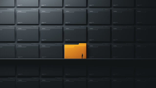 Highlighted Financial Folder in a Dark Archive