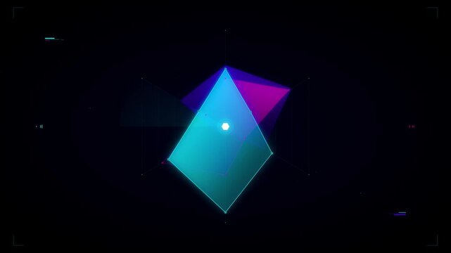 Dynamic radar spider chart animation of neon data analytics for product feature comparison and company performance evaluation profile on dark background for corporate presentation video template.