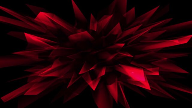 Abstract red geometric crystal explosion motion background