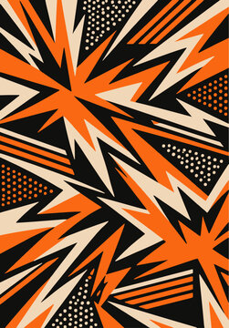 Orange and black starburst explosion pattern