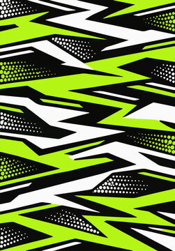 Green black and white zigzag shard pattern
