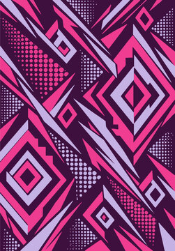 Purple and pink diamond geometric ornamental pattern