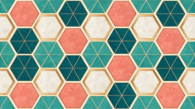 Seamless geometric pattern of interlocking hexagons in a repeating honeycomb layout, offering a clean modern texture for technology, science, packaging and abstract background designs.