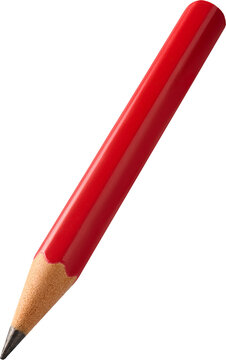 sharpened red pencil isolated white background, mock-up template of writing tool in close-up view