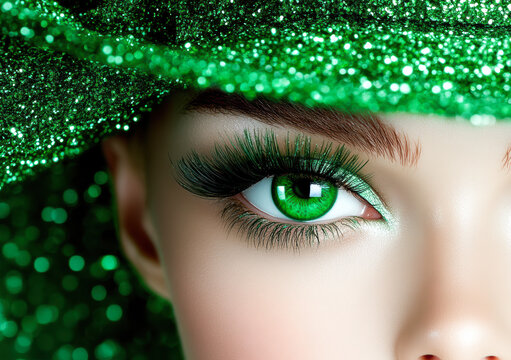 Avant Garde Fashion Portrait in Emerald Green With Sculptural Accessories