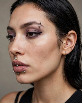 Alternative Beauty Portrait With Medusa Snake Bites and Vertical Labret
