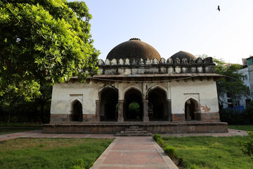 Barakhamba Tomb, Delhi, India, is a historic monument featuring striking Indo-Islamic architecture, ancient stone pillars, and timeless heritage. © Alishka photo