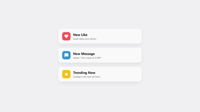 Glassmorphism Stacked Like Message Trending Notification