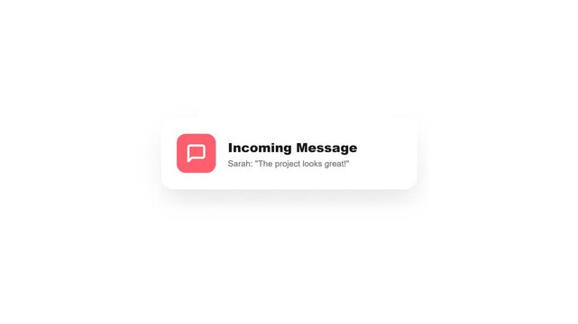 Glassmorphism Large Incoming Message Notification Animation