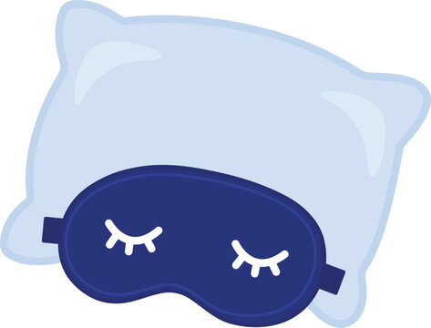 Sleep Mask on a Pillow Illustration for Good Sleep, Bedtime Routine, Relaxation and Wellness Design